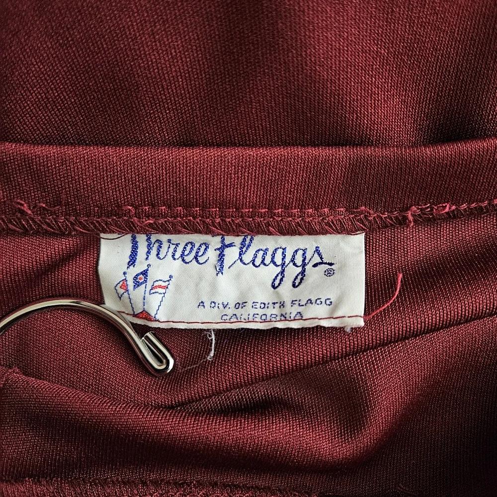 Vintage 1970s Burgundy Maxi Skirt M Long Flowy Whimsigoth Medium Maroon Red VTG